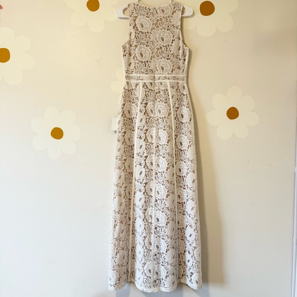 NWT Lulu's Bridal White Floral Lace Overlay Sleeveless Maxi Dress Boho Wedding - Picture 6 of 13
